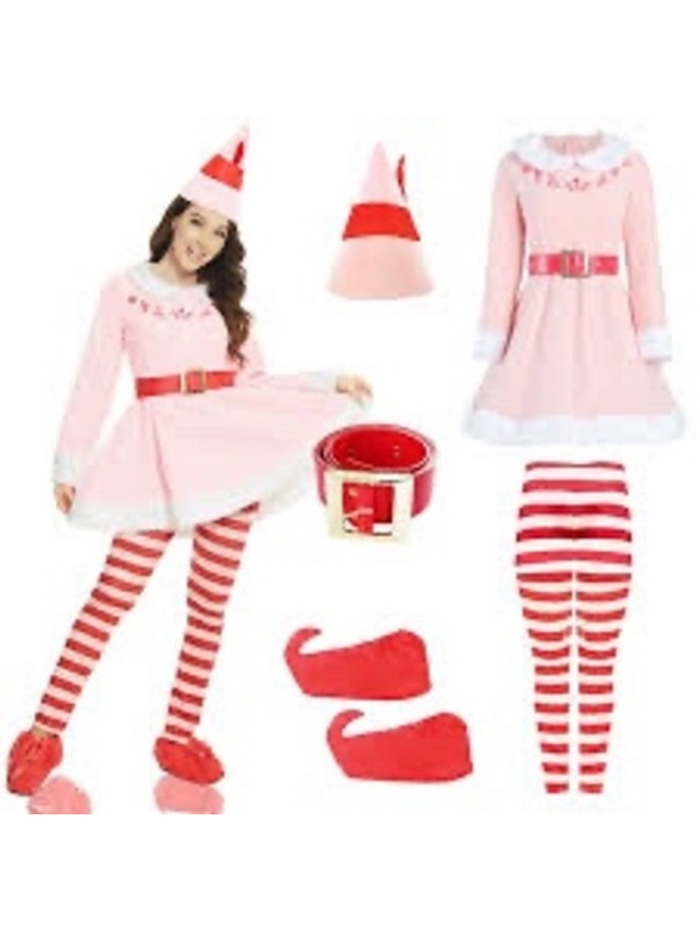 Women’s Pink Christmas Elf Costume Jovie Style Complete Set Small